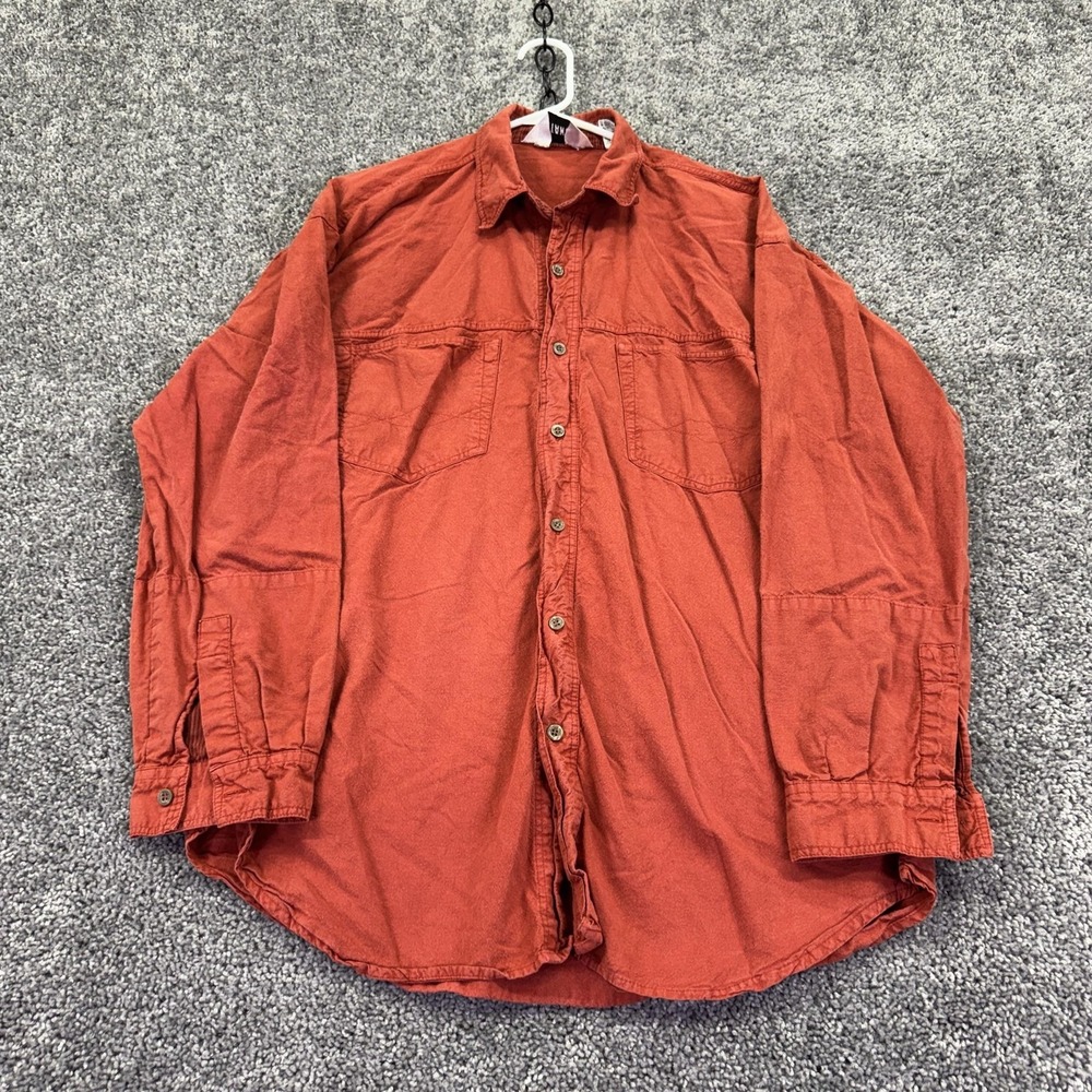 Gitano Shirt Mens Large Orange Solid Long Sleeve Button Up Pockets Casual